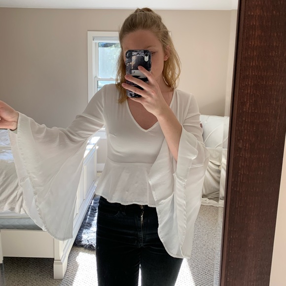 White balloon sleeve blouse - Picture 5 of 7